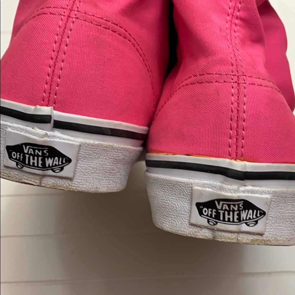 Vans Florescent Pink Canvas High Top Tennis Shoes